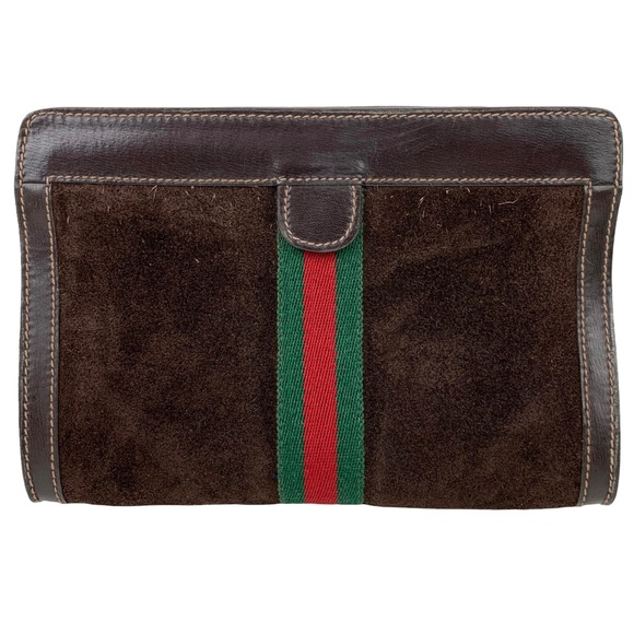 GUCCI Suede Stripe Clutch Bag - Picture 2 of 8